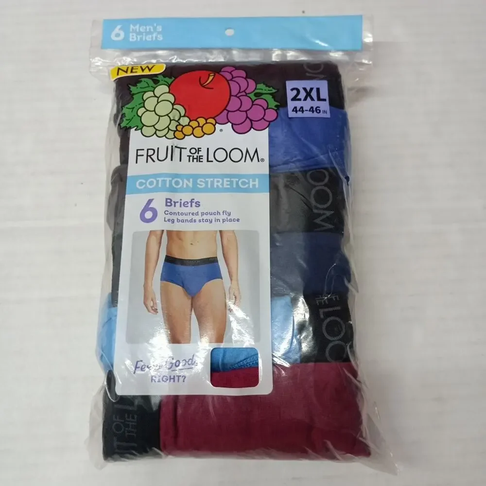 Fruit of the Loom Men's Assorted‎ Fashion Mid-rise Briefs Size 2XL 44-46 In